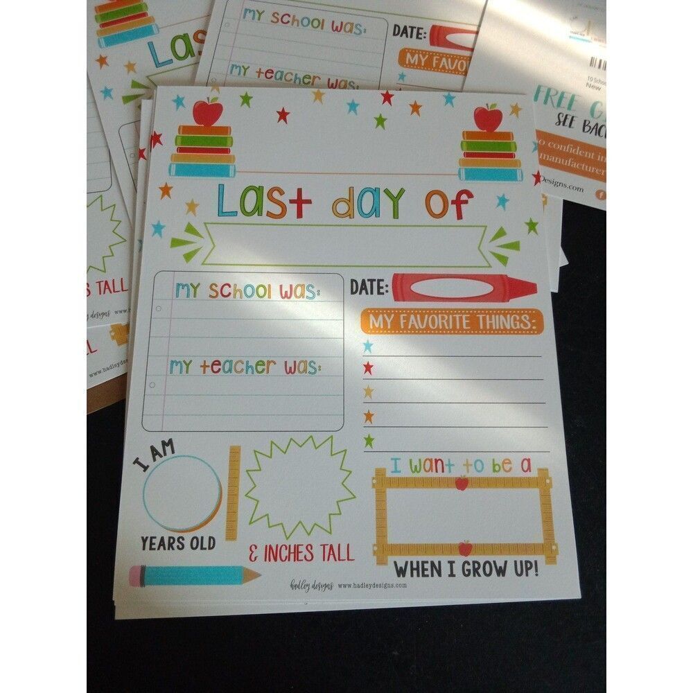 10 first day & last day of school cardboard signs homeschool teacher kids school - Picture 2 of 5